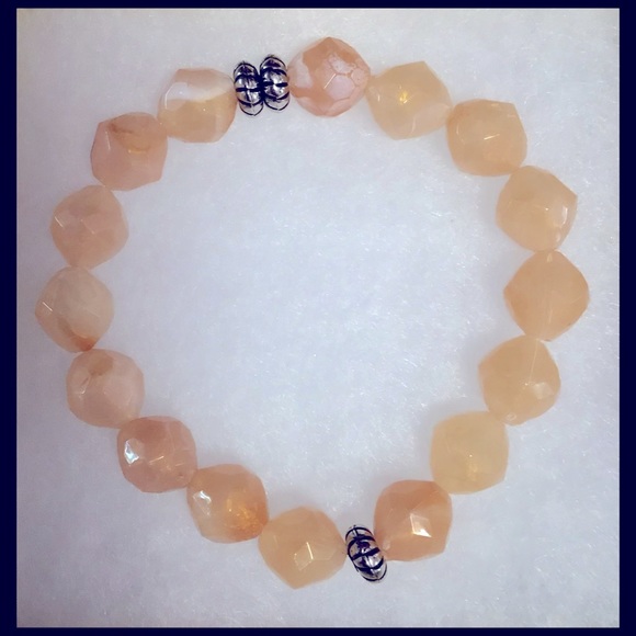 6” Peach Beaded Stretch Pullover Bracelet - Picture 2 of 4